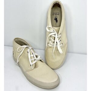 Polo Ralph Lauren Keaton Chukka Men's Mid Top Beige Canvas  Lace Up Shoe Size 11